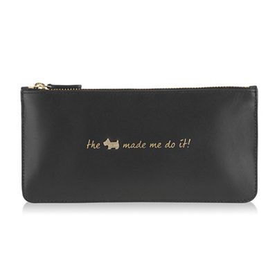 Large black leather 'Excuses, Excuses!' pouch